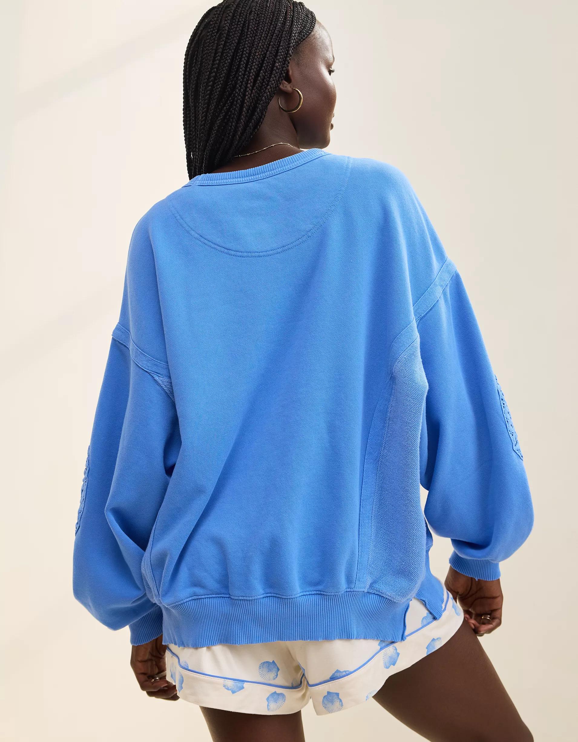 Aerie Keep It Light Crochet Crew Sweatshirt Product Image