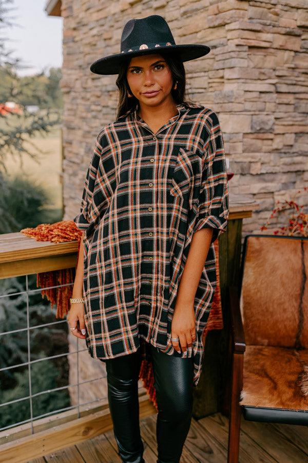 Comfy Glam Flannel Tunic in Black Product Image