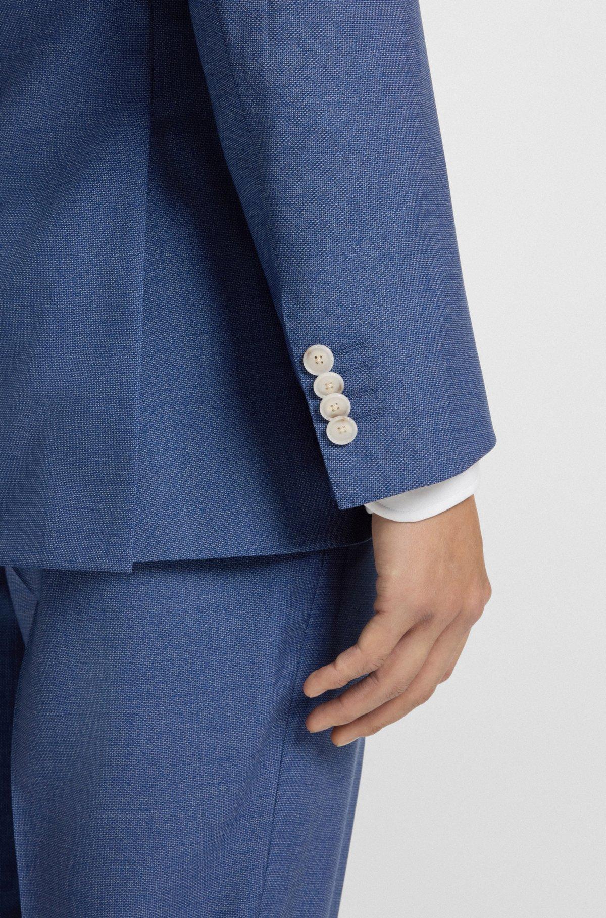 BOSS - Slim-fit suit in micro-patterned wool - Blue Product Image