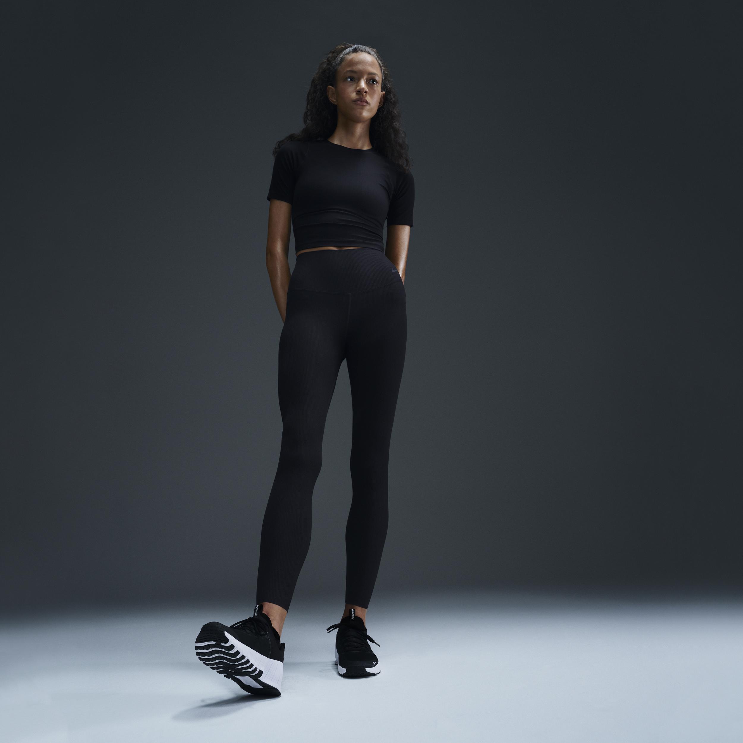 Nike Womens Zenvy Rib High-Waisted 7/8 Leggings | HF1443-010 Product Image