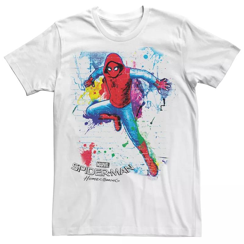 Men's Spider-Man Wall Hang Paint Splatter Tee, Size: Large, White Product Image