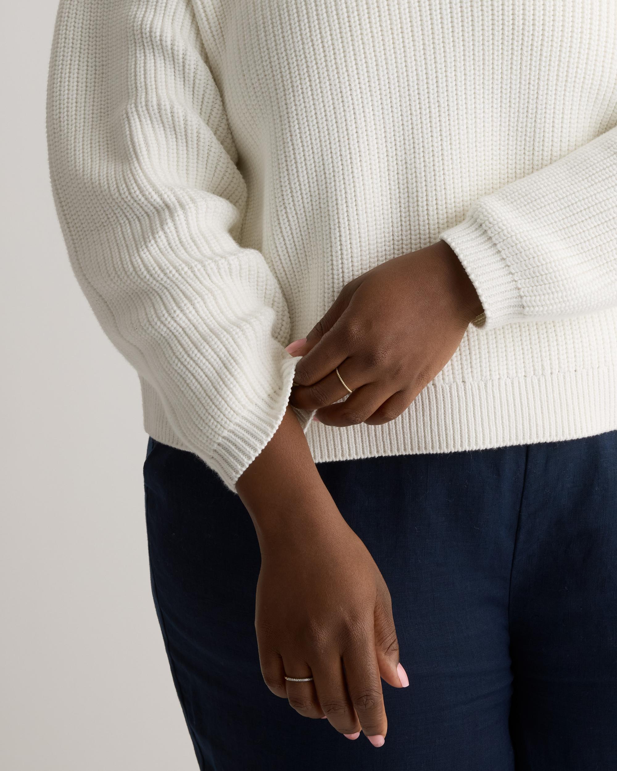 Quince | Women's Fisherman V-Neck Sweater Organic Cotton Product Image