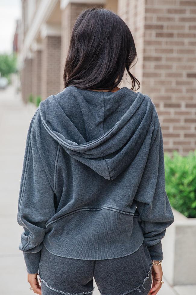 Learn As You Go Black Acid Washed Quarter Zip Pullover FINAL SALE Product Image