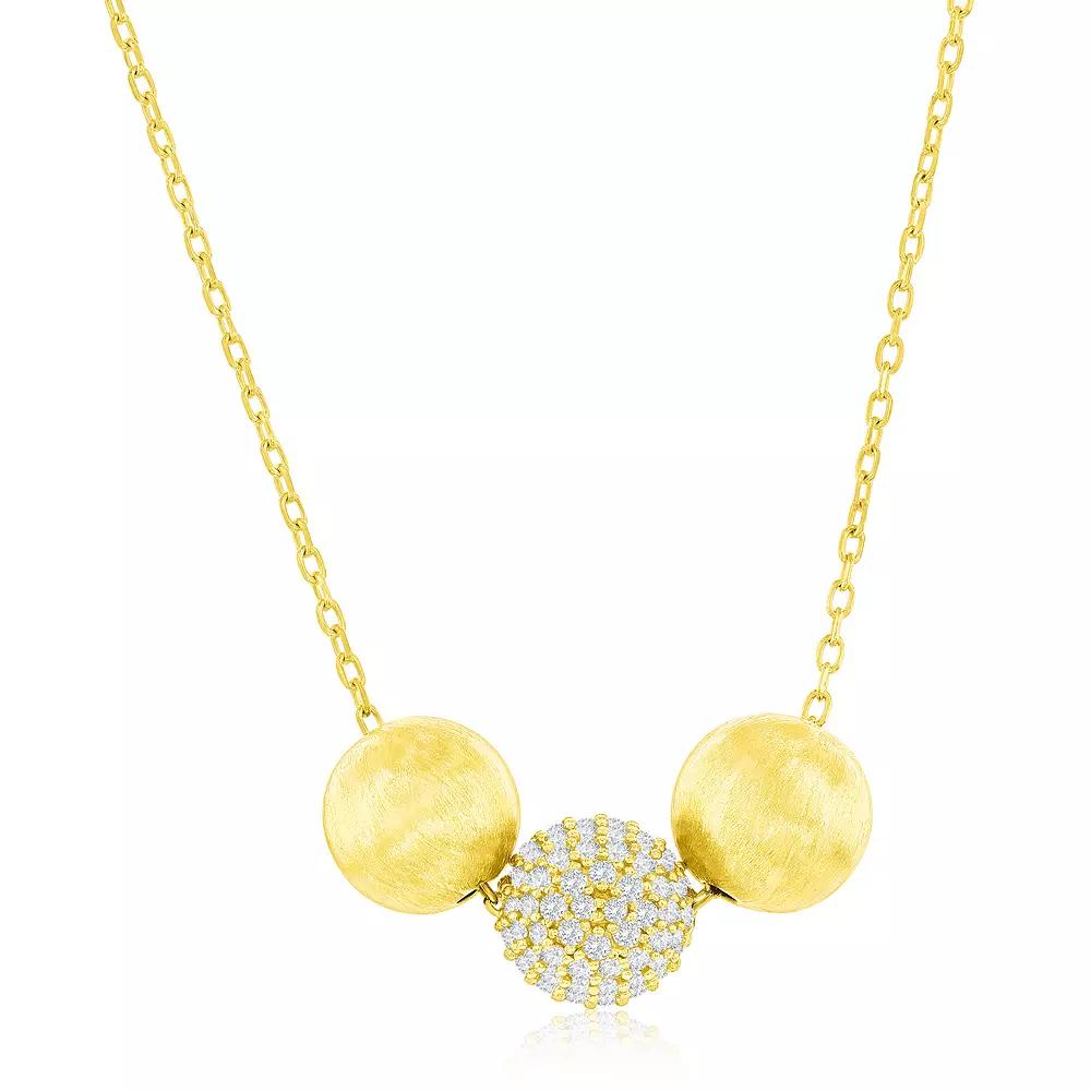 Argento Bella Gold Tone Sterling Silver Cubic Zirconia Triple Medallion Necklace, Women's Product Image