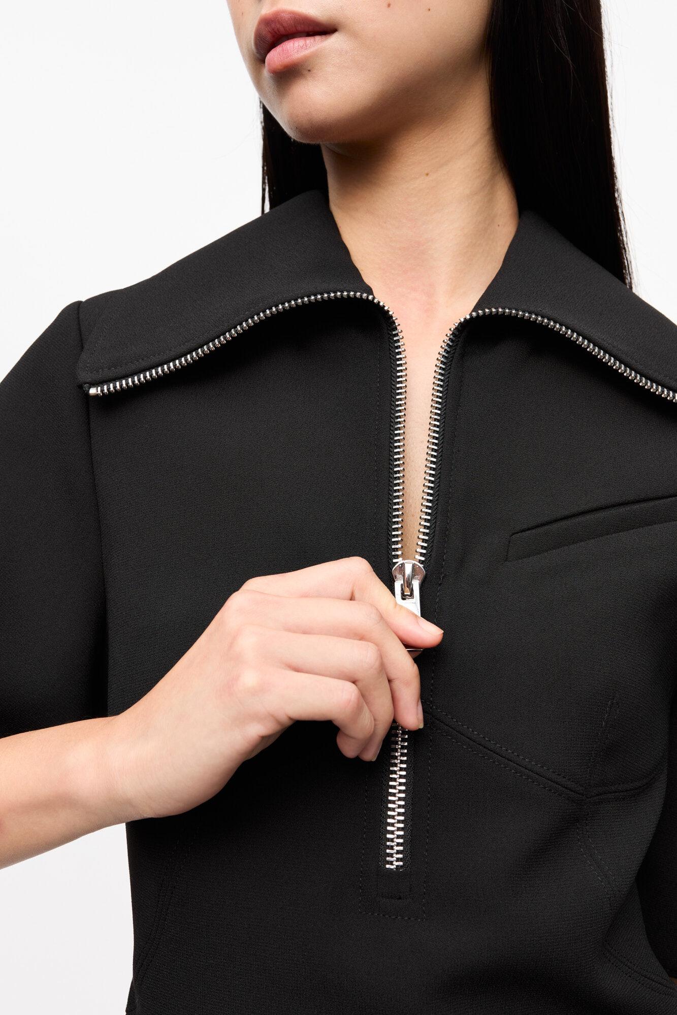 Black Bonded Crepe Mini Dress Product Image