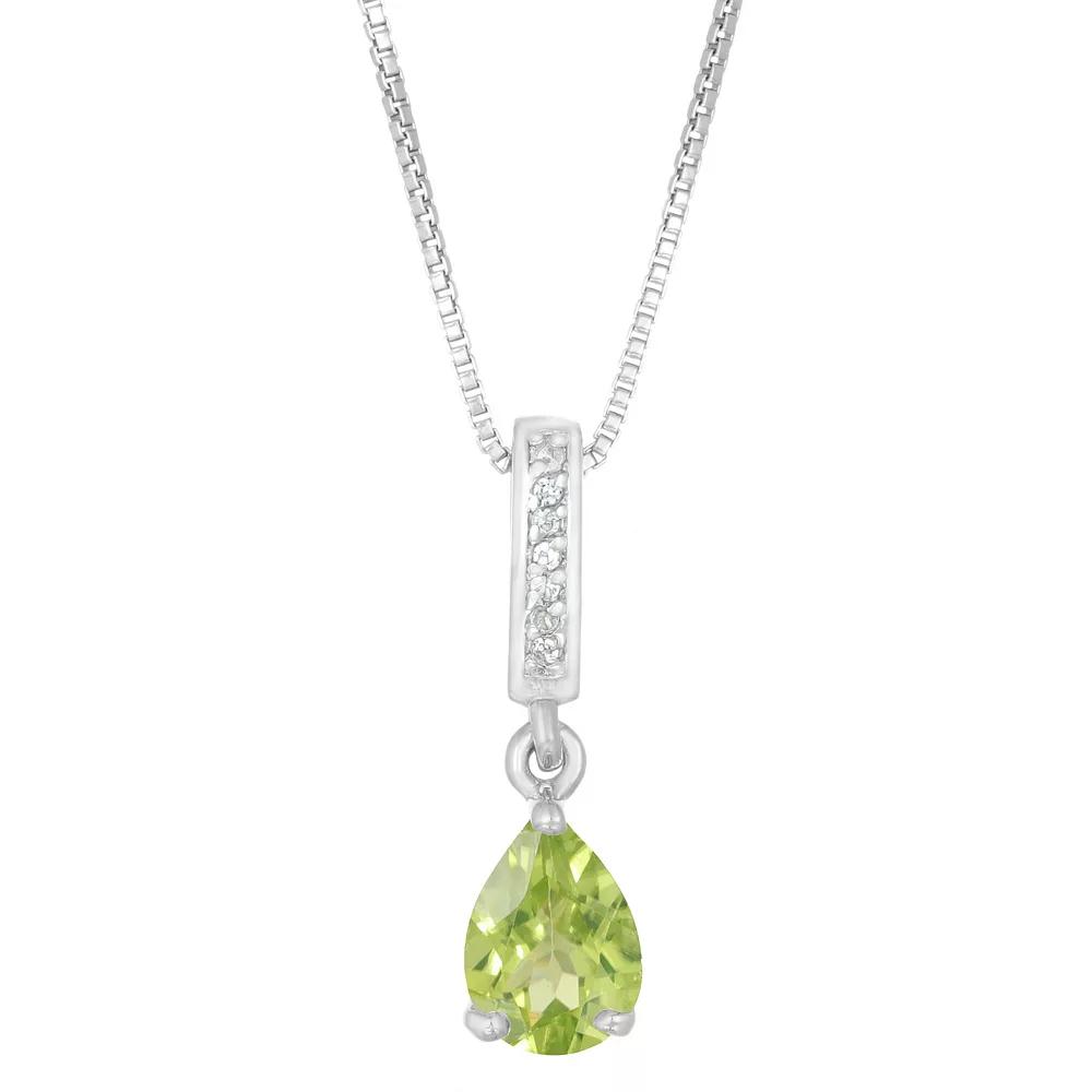 Gemminded Sterling Silver White Topaz Accent & Peridot Pendant Necklace, Women's, Size: 18" Product Image