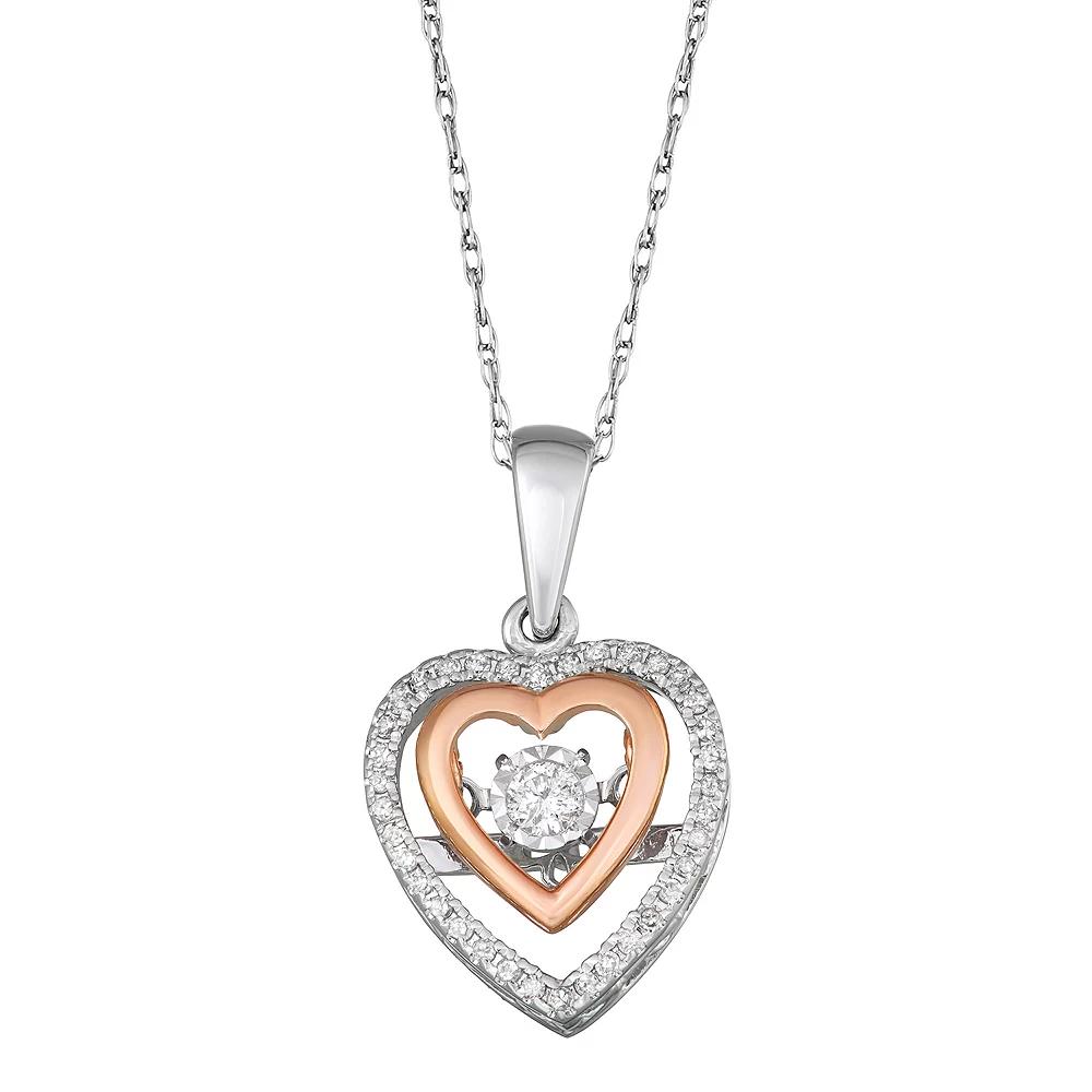 1/6 Carat T.W. Diamond 10K Gold Two-Tone Heart Pendant Necklace, Women's, Size: 18", 10k Whgold Product Image