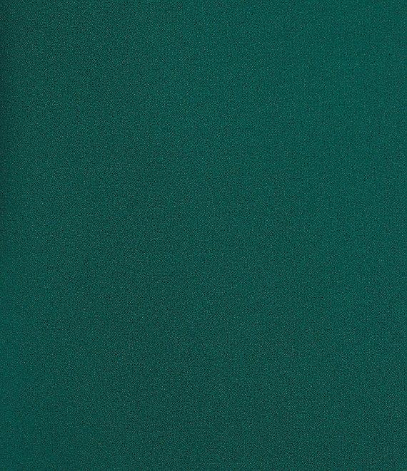 KARL LAGERFELD PARIS Scuba Crepe Crew Neck Chiffon Long Sleeve Pearl Cuff Sheath Mini Dress Product Image