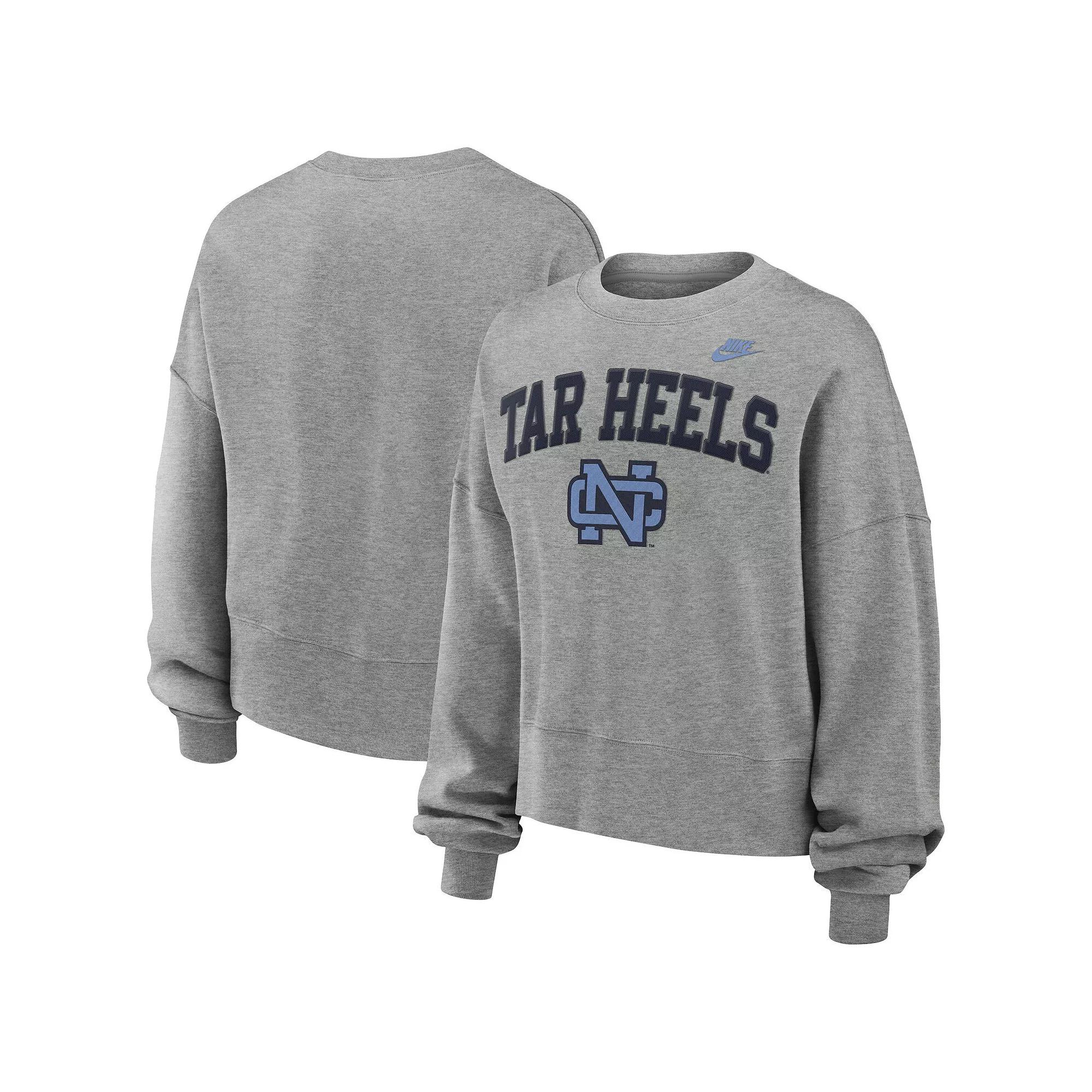Women's Nike Heather Gray North Carolina Tar Heels Legacy Fleece Classic Arch Over Product Image