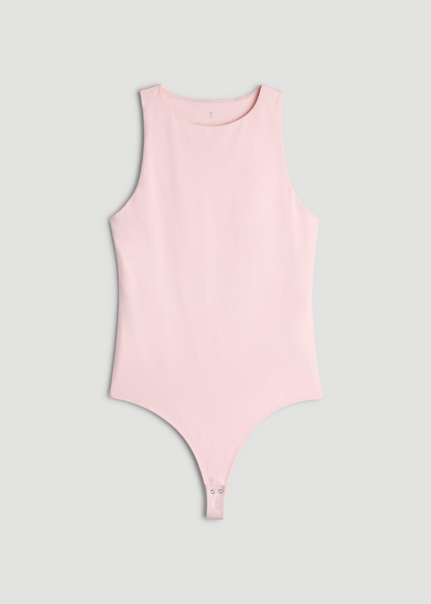 High Crewneck Sleeveless Bodysuit for Tall Women in Barely Pink Female Product Image