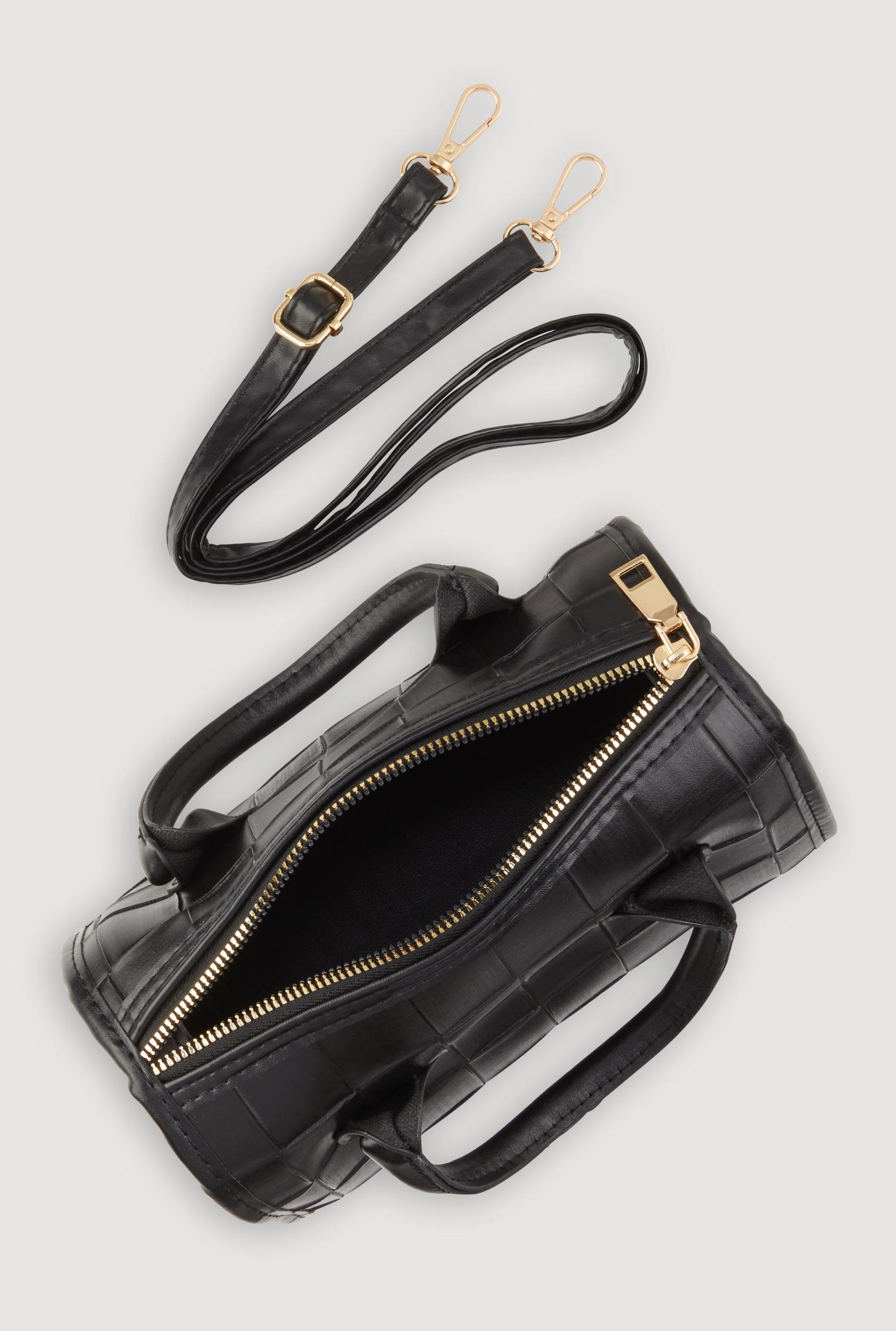 Metallic Faux Leather Crossbody Bag with Removable Strap Unisex Product Image