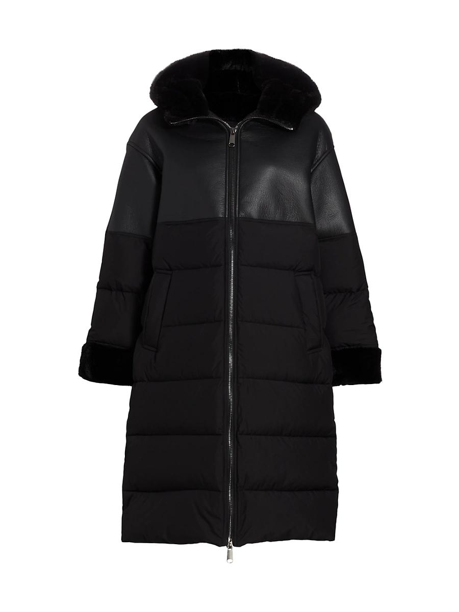 Womens Kate Mixed-Media Puffer Coat Product Image