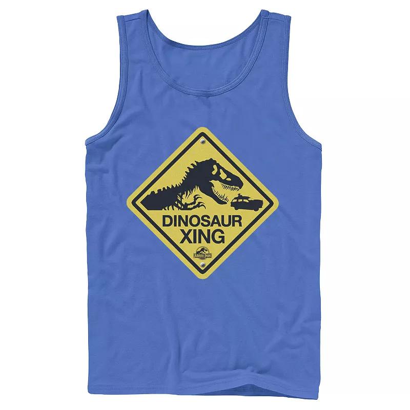 Men's Jurassic Park Dinosaur Crossing Yellow Sign Tank Top,  Product Image