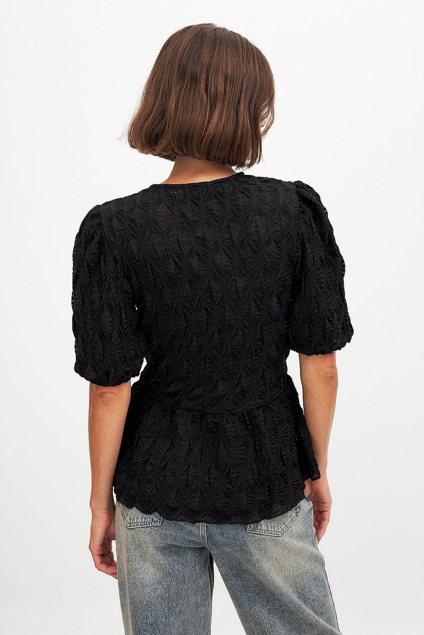 Puff Sleeve Tie Top Product Image