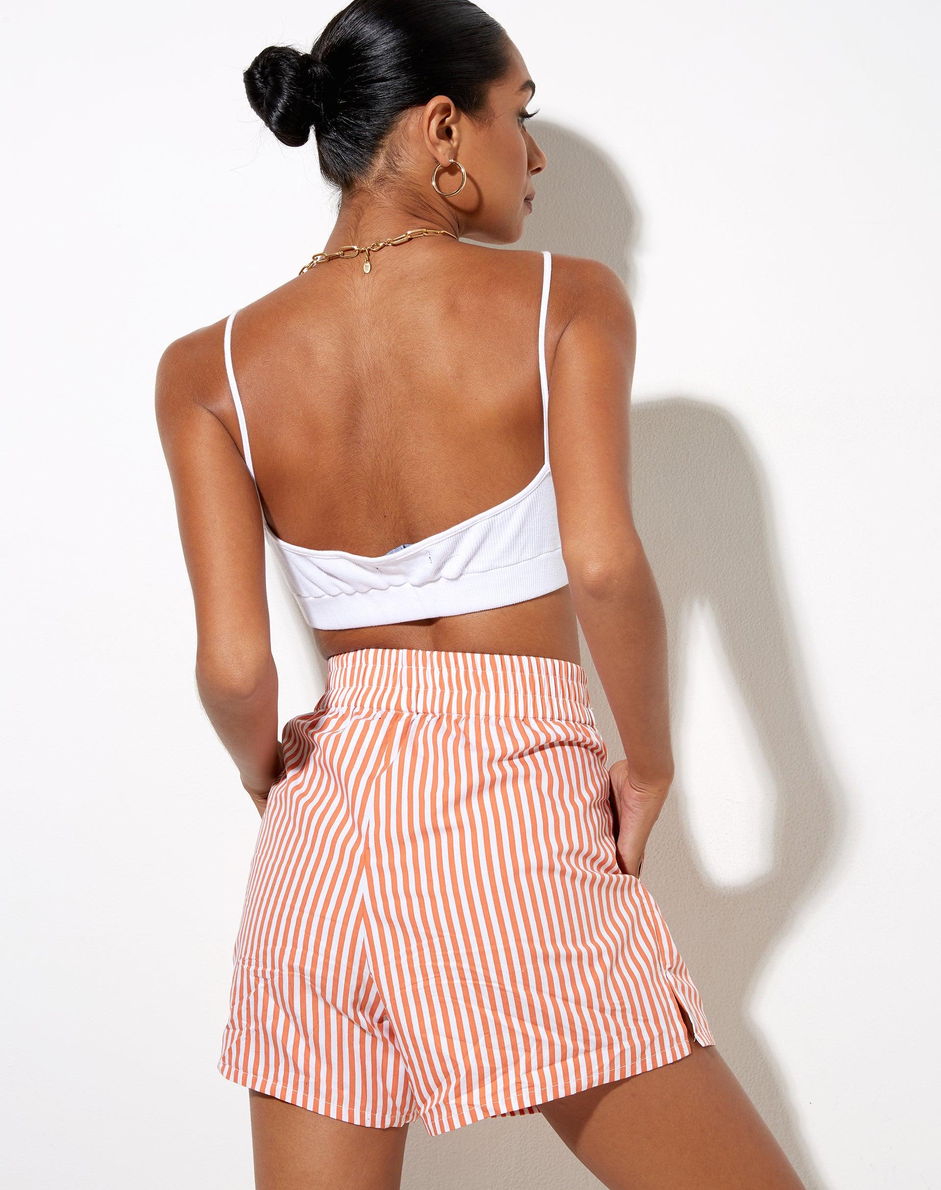 Lala Shorts in Vertical Stripe Orange Product Image