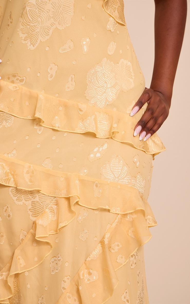 Lemon Floral Embroidered Frill Maxi Dress Product Image