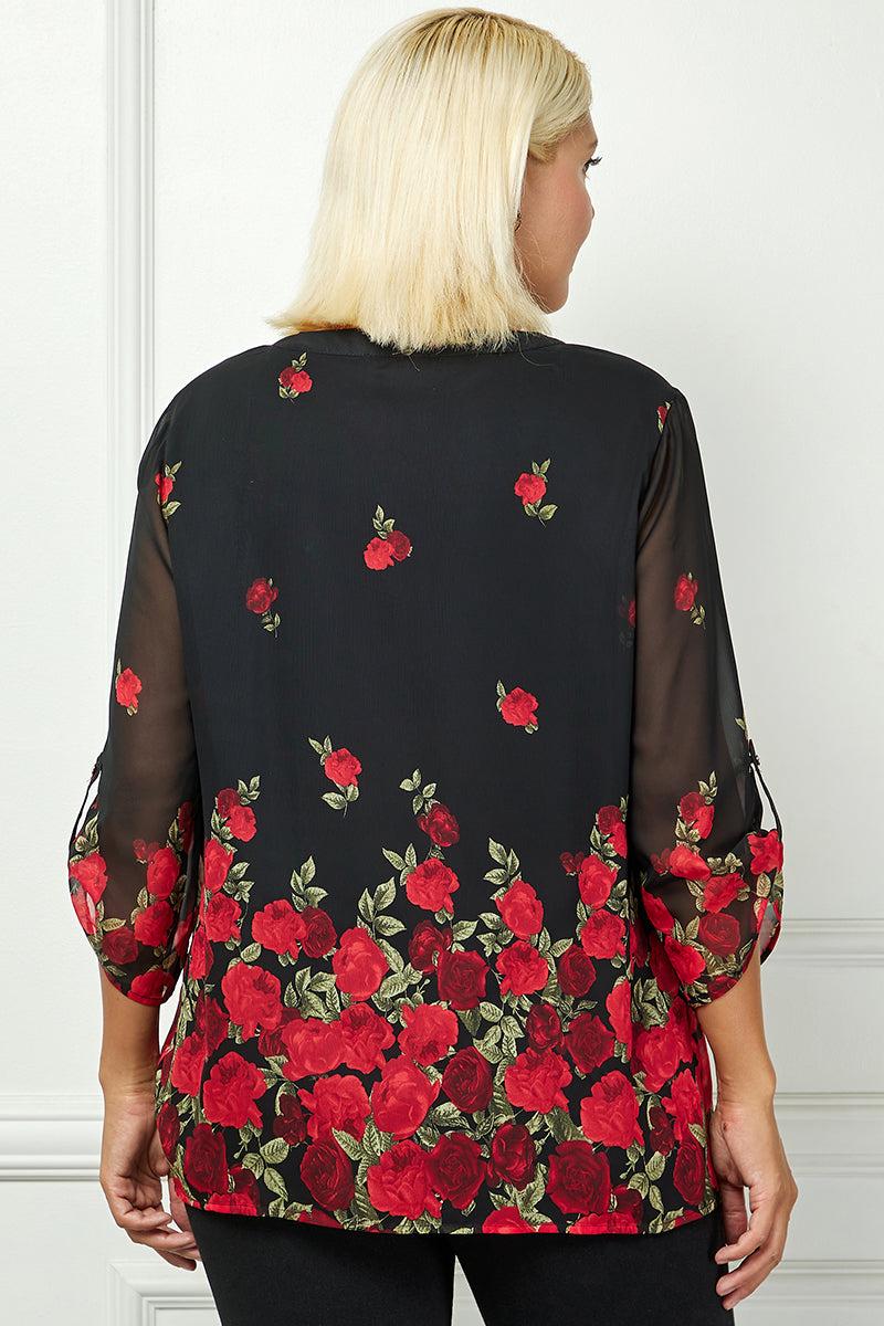 Long Sleeve Placement Print Bubble Blouse - Plus Product Image