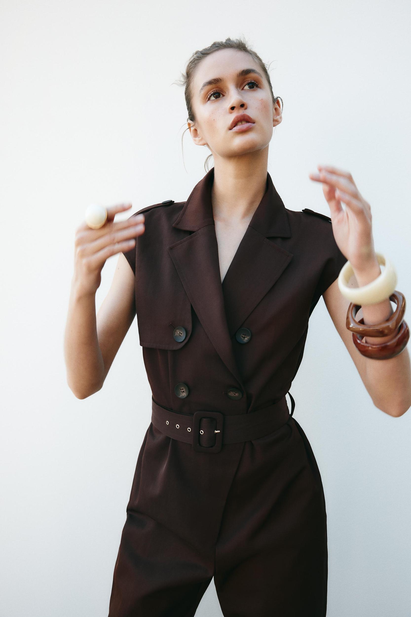 BELTED SLEEVELESS JUMPSUIT Product Image