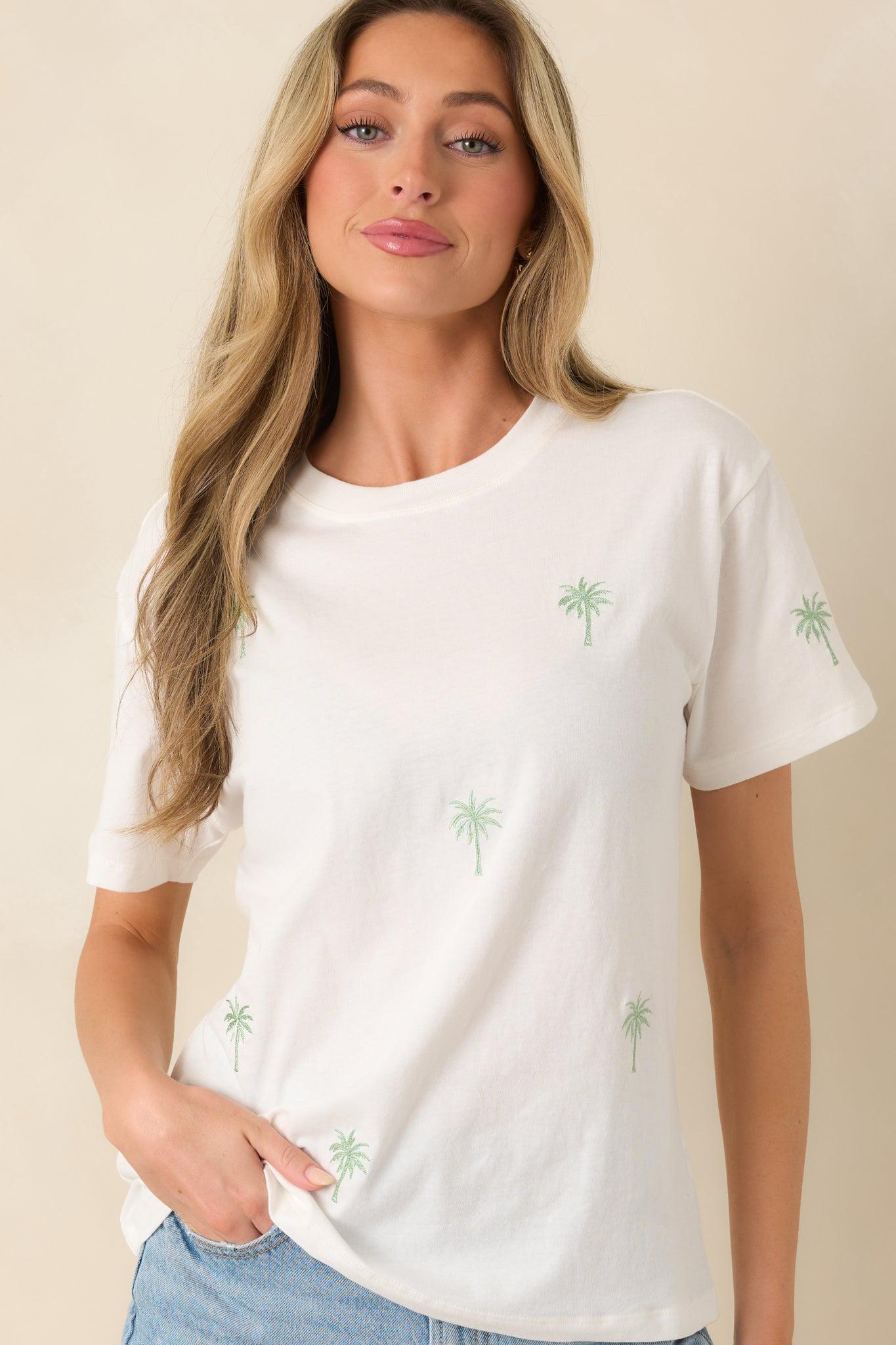 Z Supply White Palms Cotton Boyfriend Tee Product Image