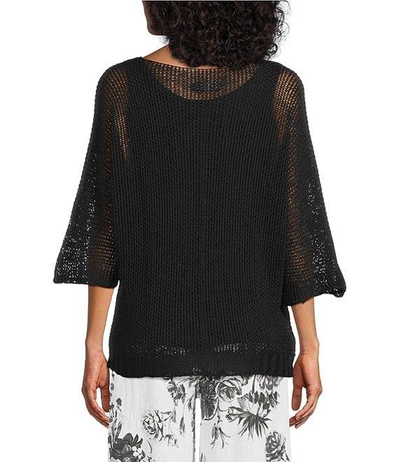 M Made in Italy Scoop Neck 3/4 Sleeve Knit Top Product Image