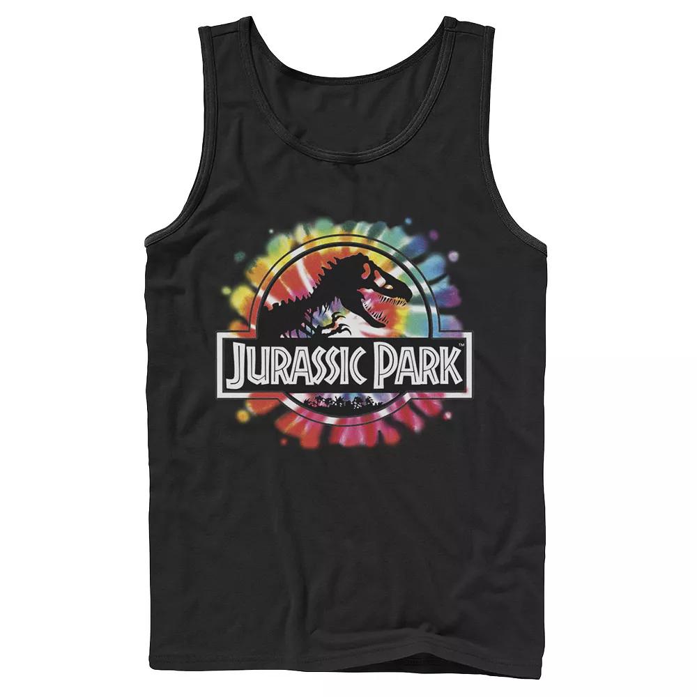 Men's Jurassic Park Classic Logo Tie Dye Graphic Tank Top,  Product Image