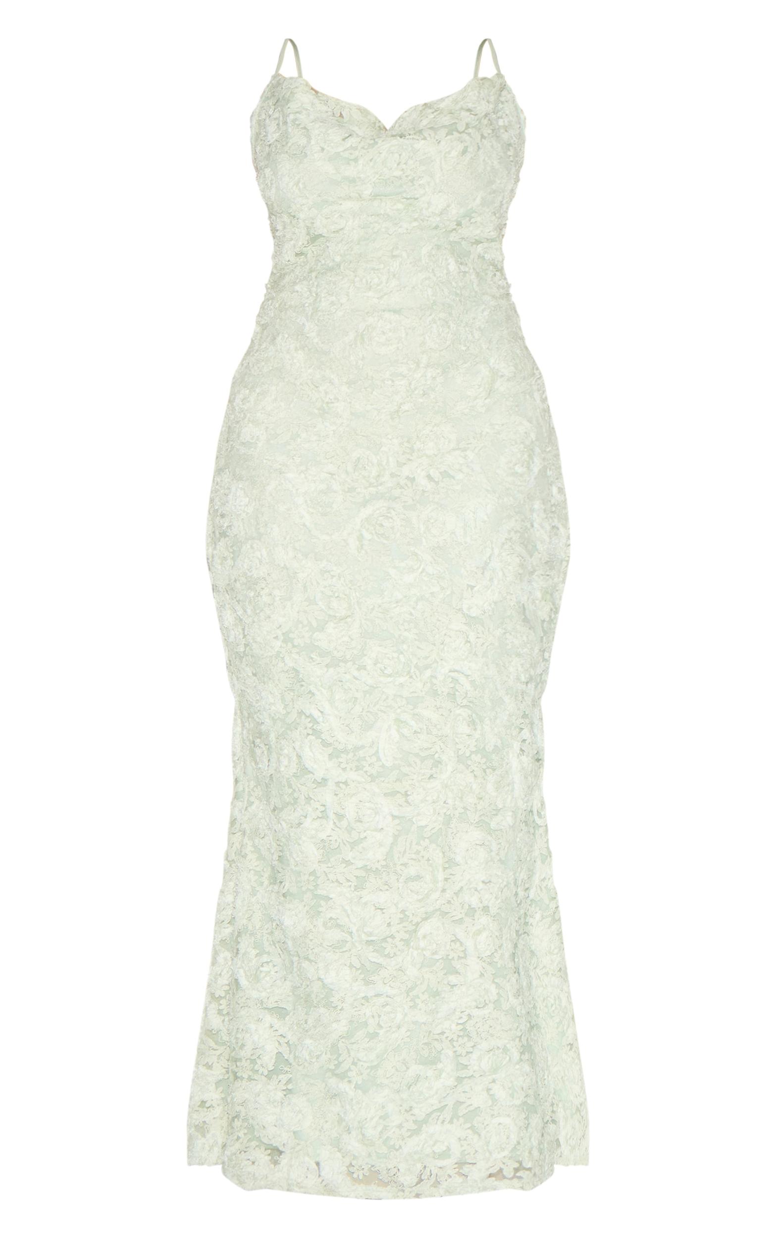 Plus Sage Green Textured Cowl Neck Strappy Maxi Dress Product Image