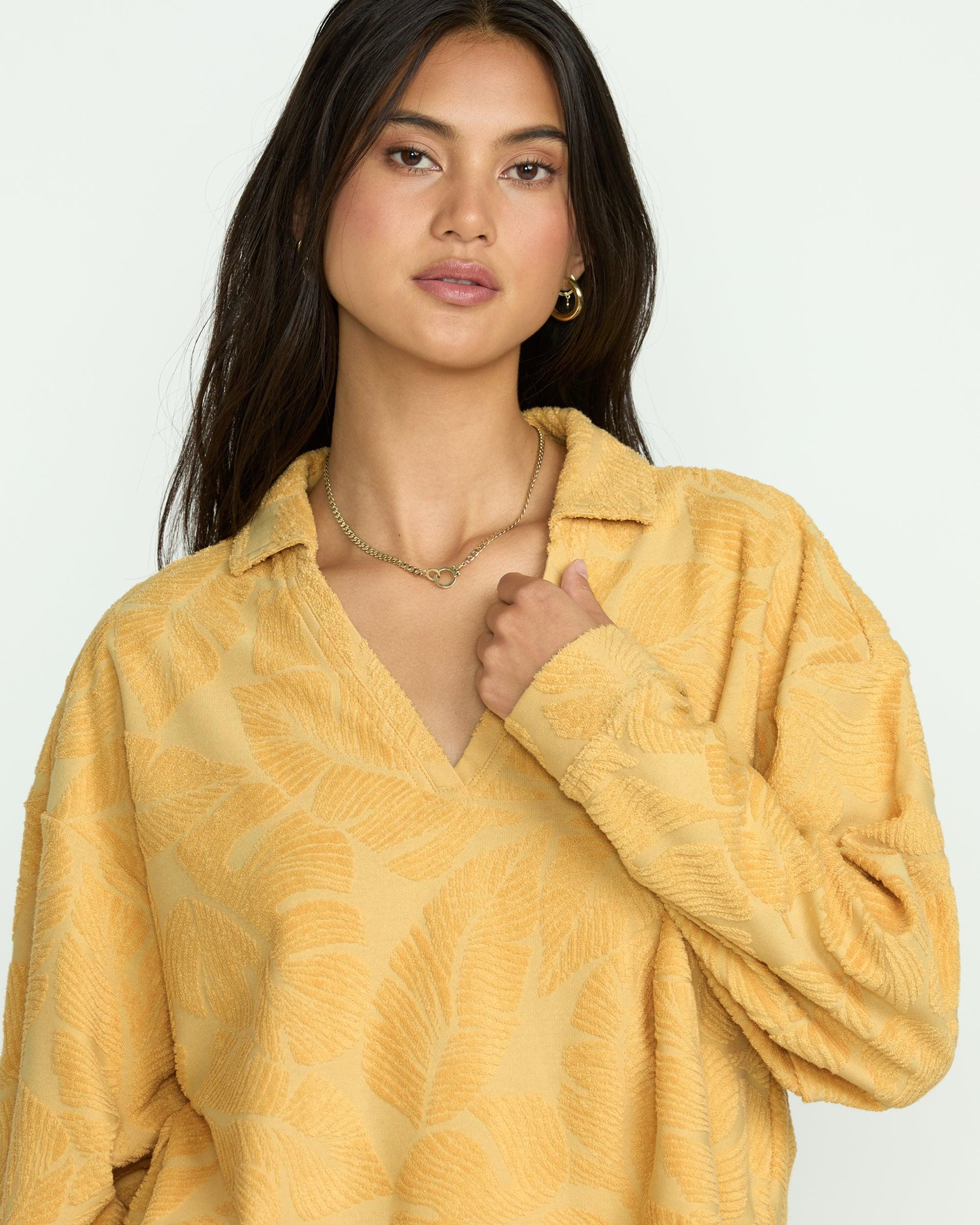 Sun Palm Terry Pullover Sweatshirt - Gold Coast Female Product Image