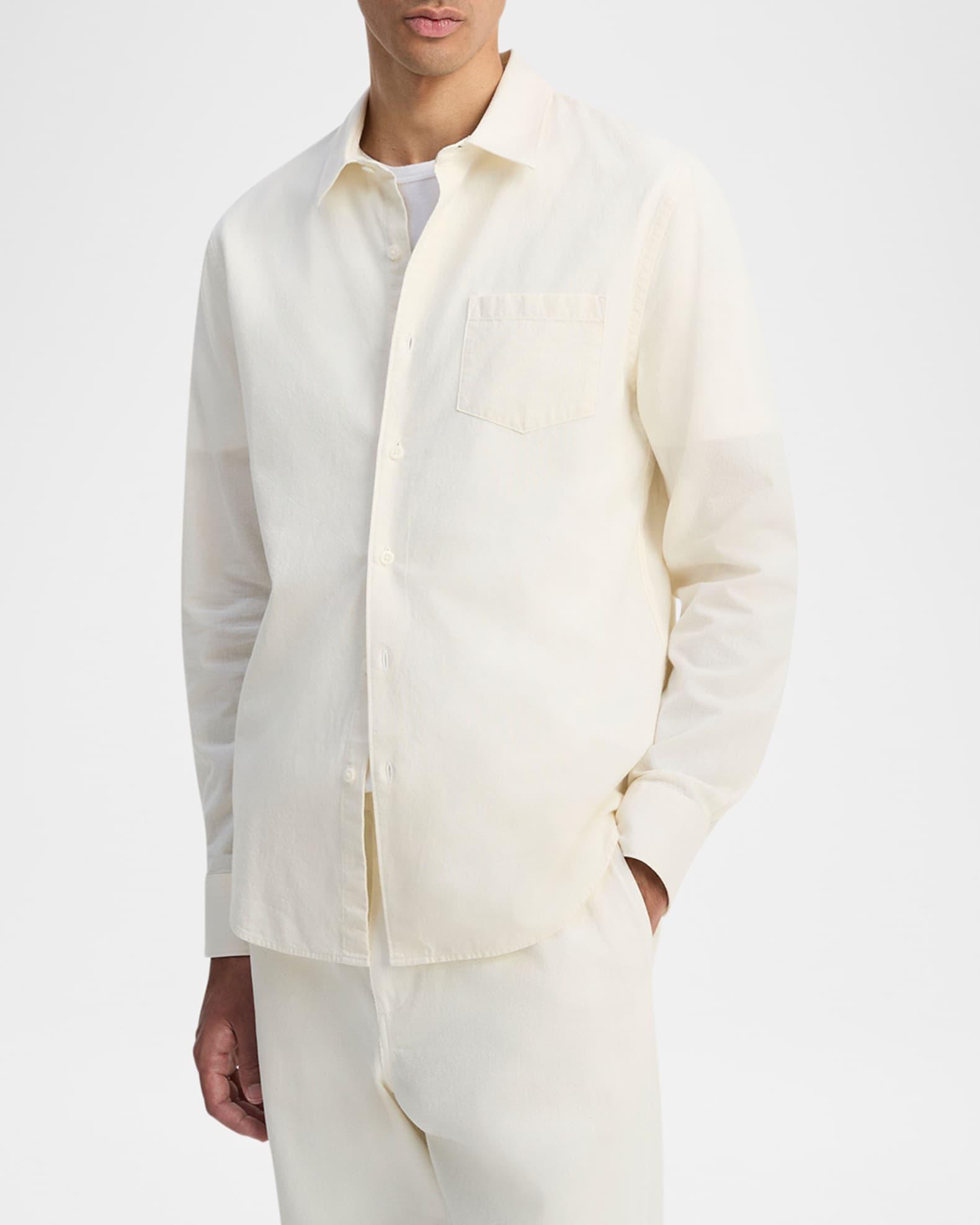 Men's Cotton Chambray Casual Button-Down Shirt Product Image