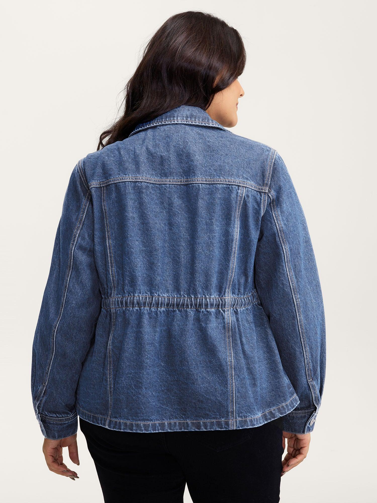 Supersoft Stretchy Waist Button-Down Denim Jacket Female Product Image