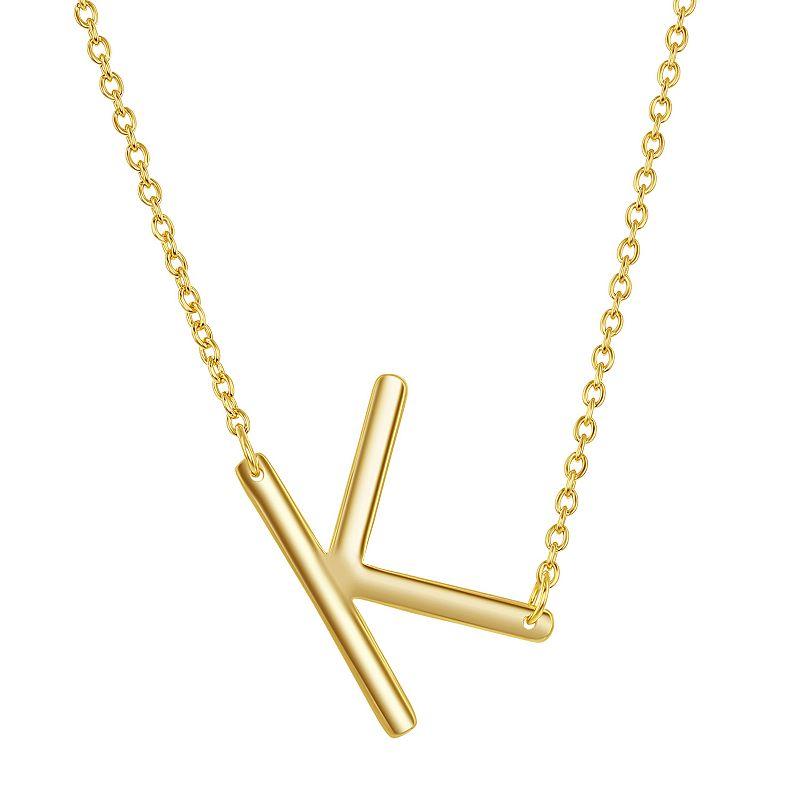 Sterling Silver Sideways Initial Necklace, Women's, Size: 16-18" ADJ, Gold Tone M Product Image