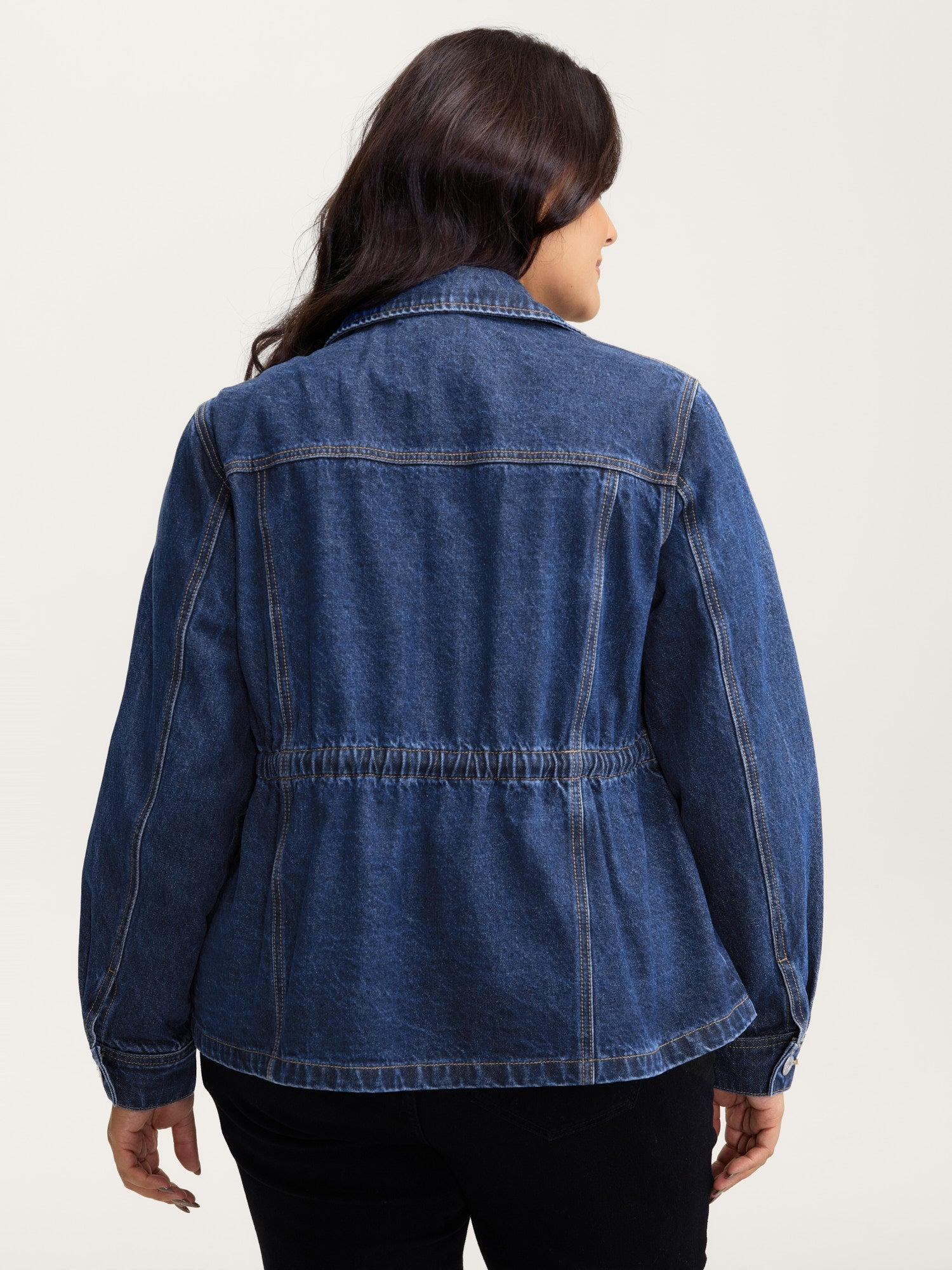 Supersoft Stretchy Waist Button-Down Denim Jacket Female Product Image