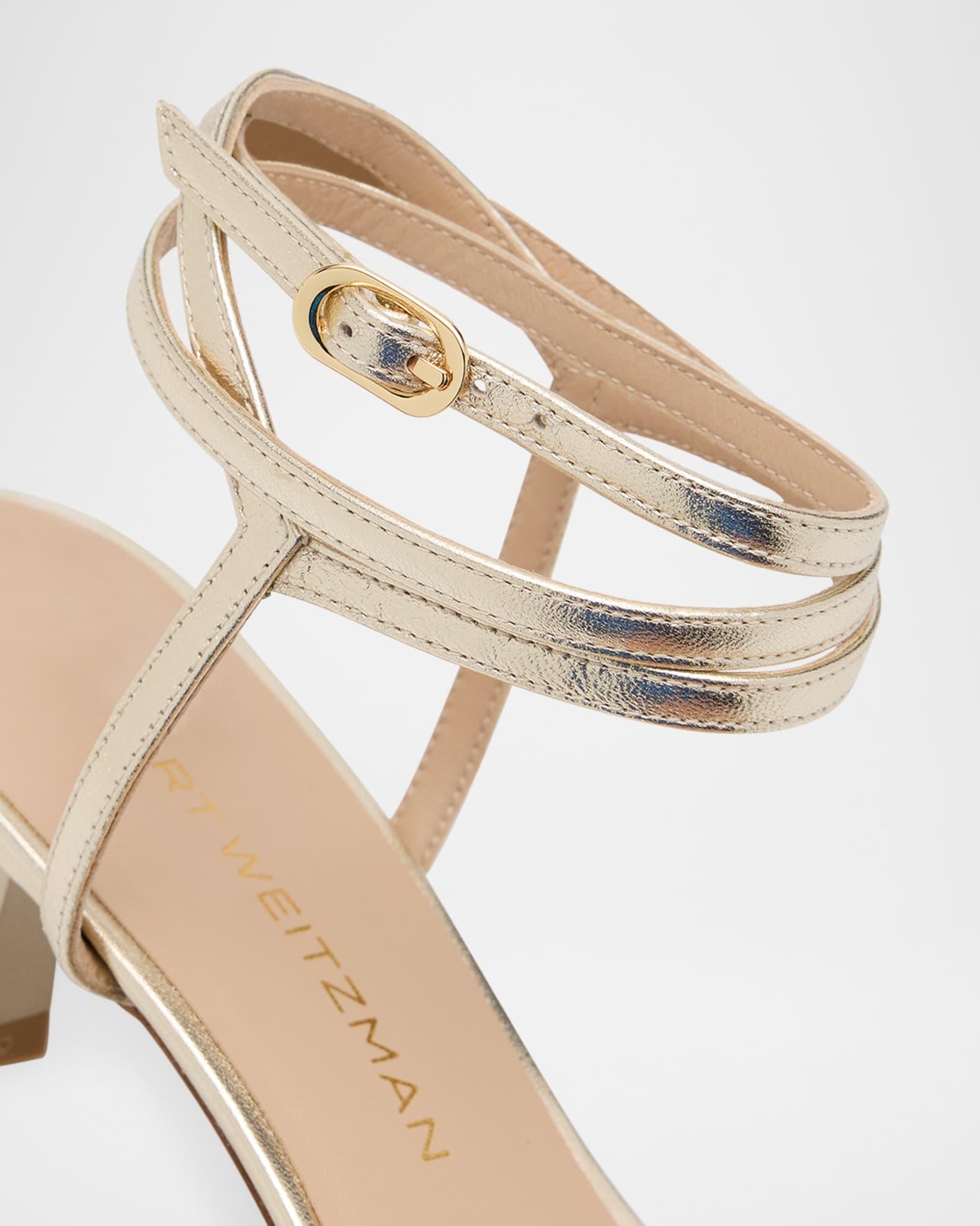 Nudist Metallic Ankle-Wrap Sandals Product Image