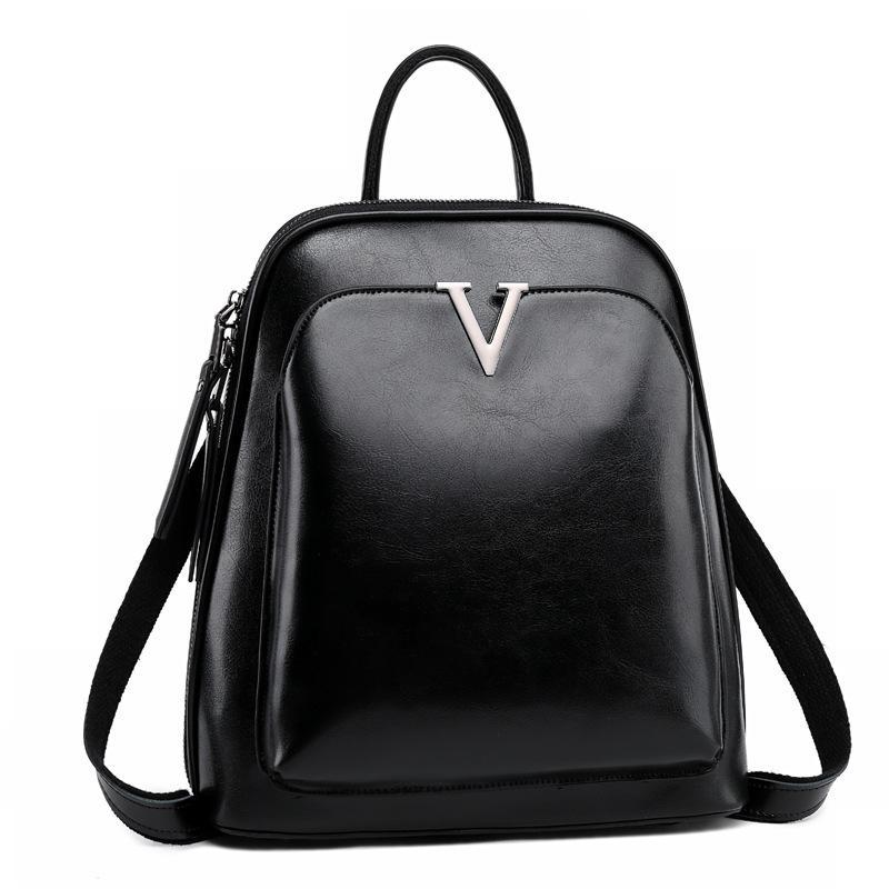 V Leather Backpack ~ Coffee Product Image