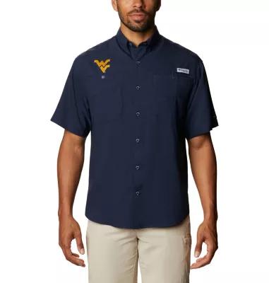 Columbia Mens Collegiate PFG Tamiami Short Sleeve Shirt - Tall - West Virginia- Product Image