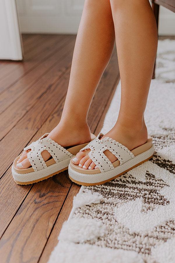 The Hailey Raffia Woven Sandal in Ivory Product Image