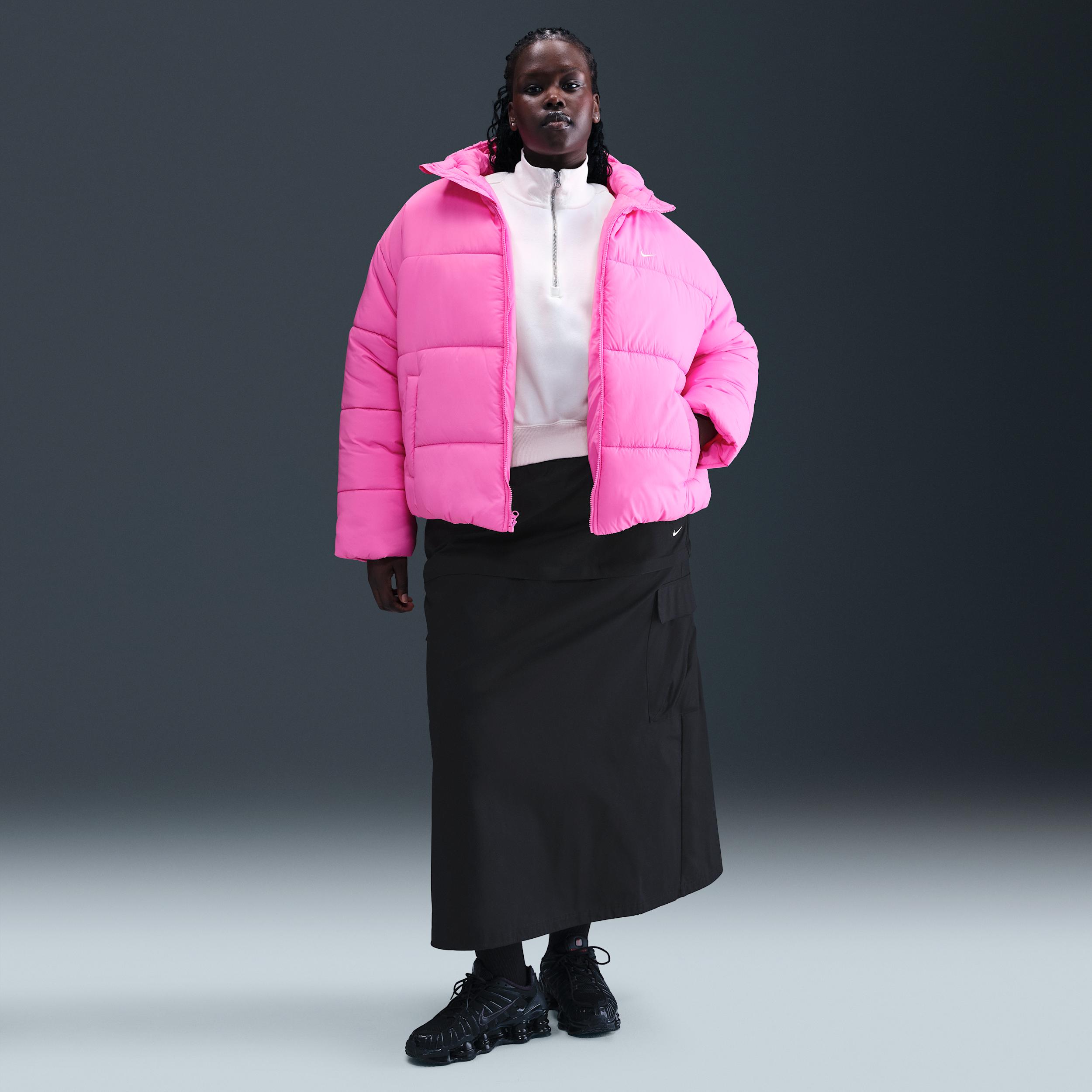 Womens Nike Sportswear Classic Puffer Therma-FIT Loose Hooded Jacket (Plus Size) | FZ5901-675 Product Image