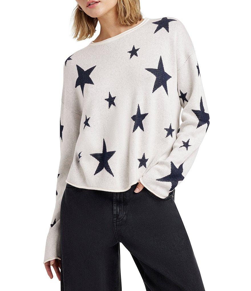 Splendid Stevie Knit Crew Neck Long Sleeve Star Sweater Product Image