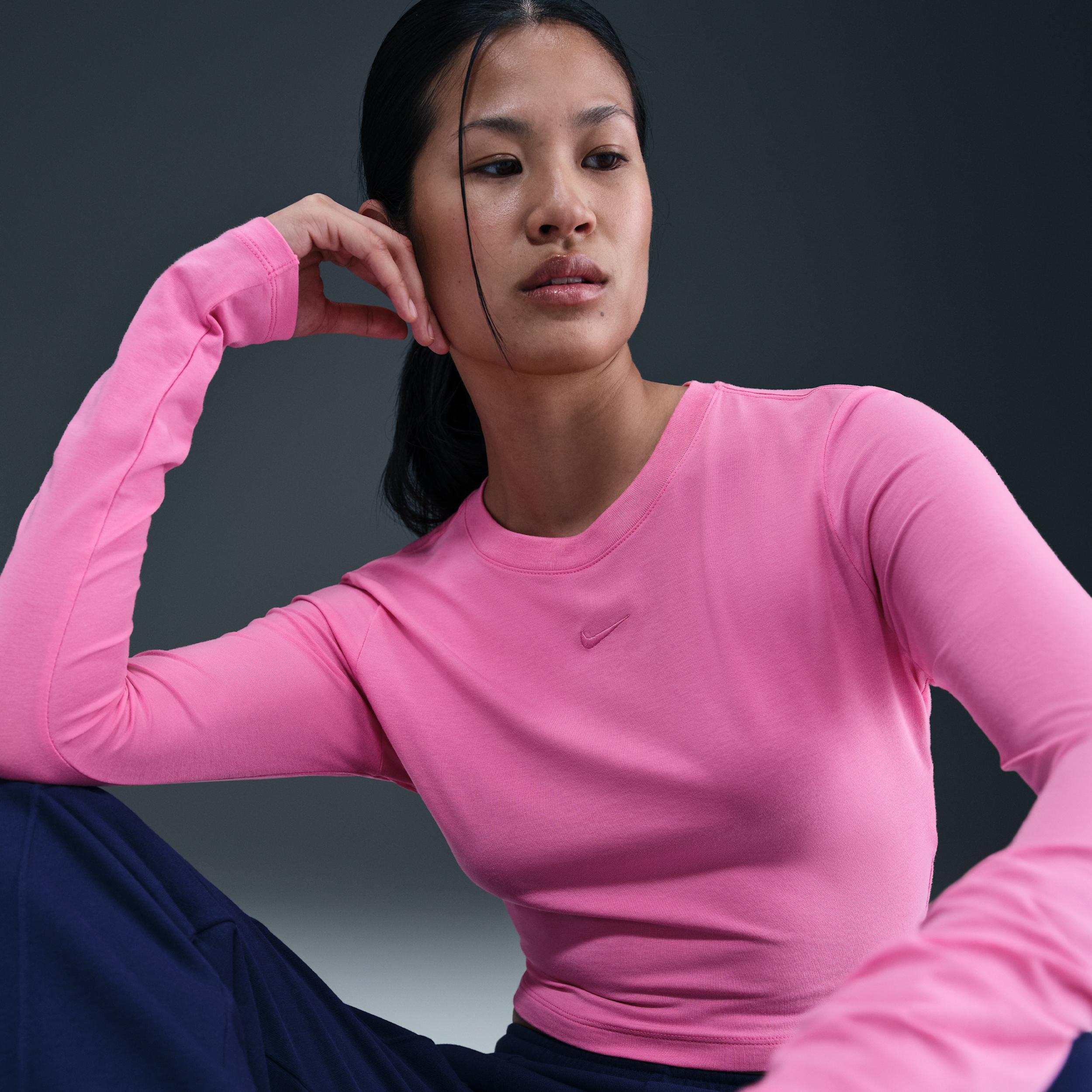 Womens Nike Sportswear Chill Knit Slim Long-Sleeve Cropped Top | HF5322-675 Product Image