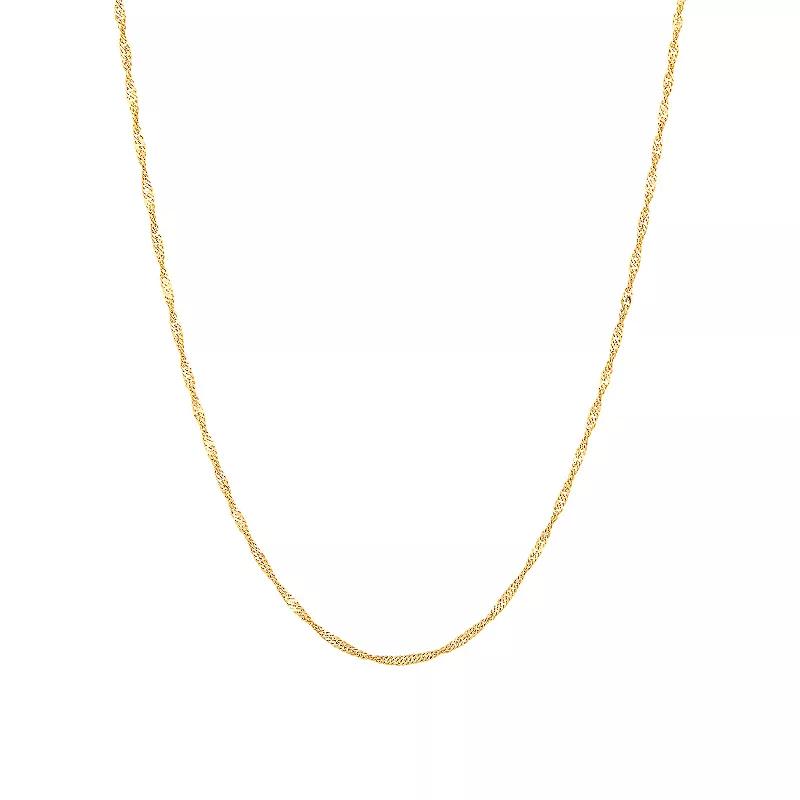 Everlasting Gold 10k Gold 1.35 mm Singapore Chain Necklace, Womens Product Image