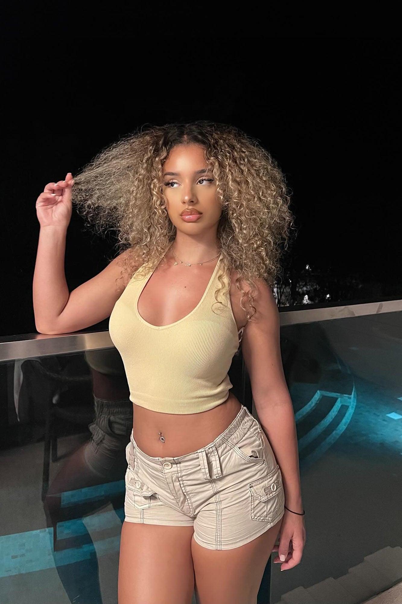 Simi Seamless Halter Crop Top - Taupe Product Image