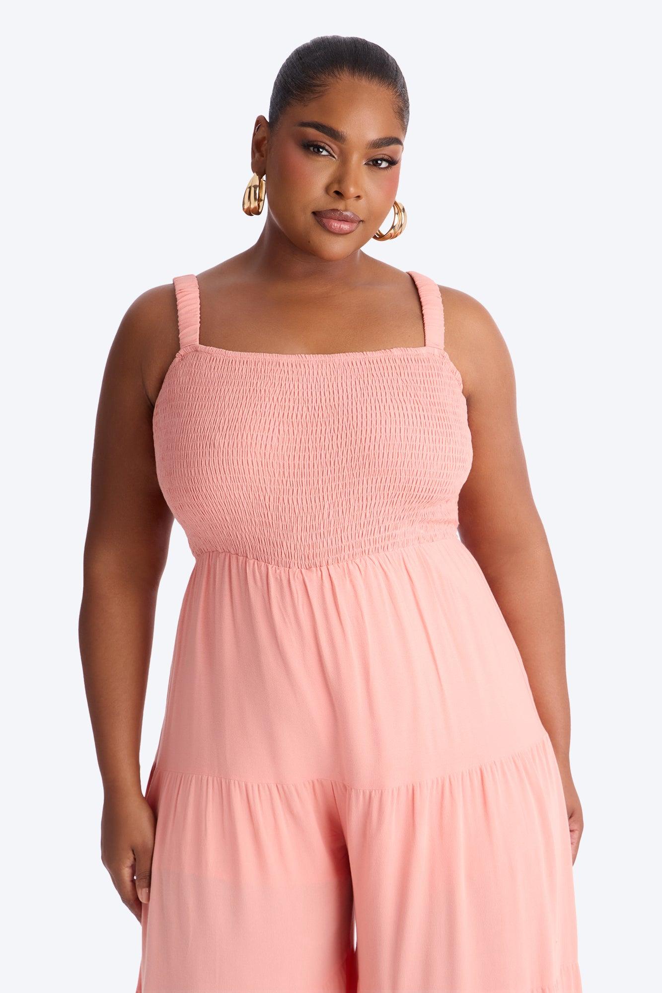 Risa Tiered Wide Leg Jumpsuit - Coral Female Product Image