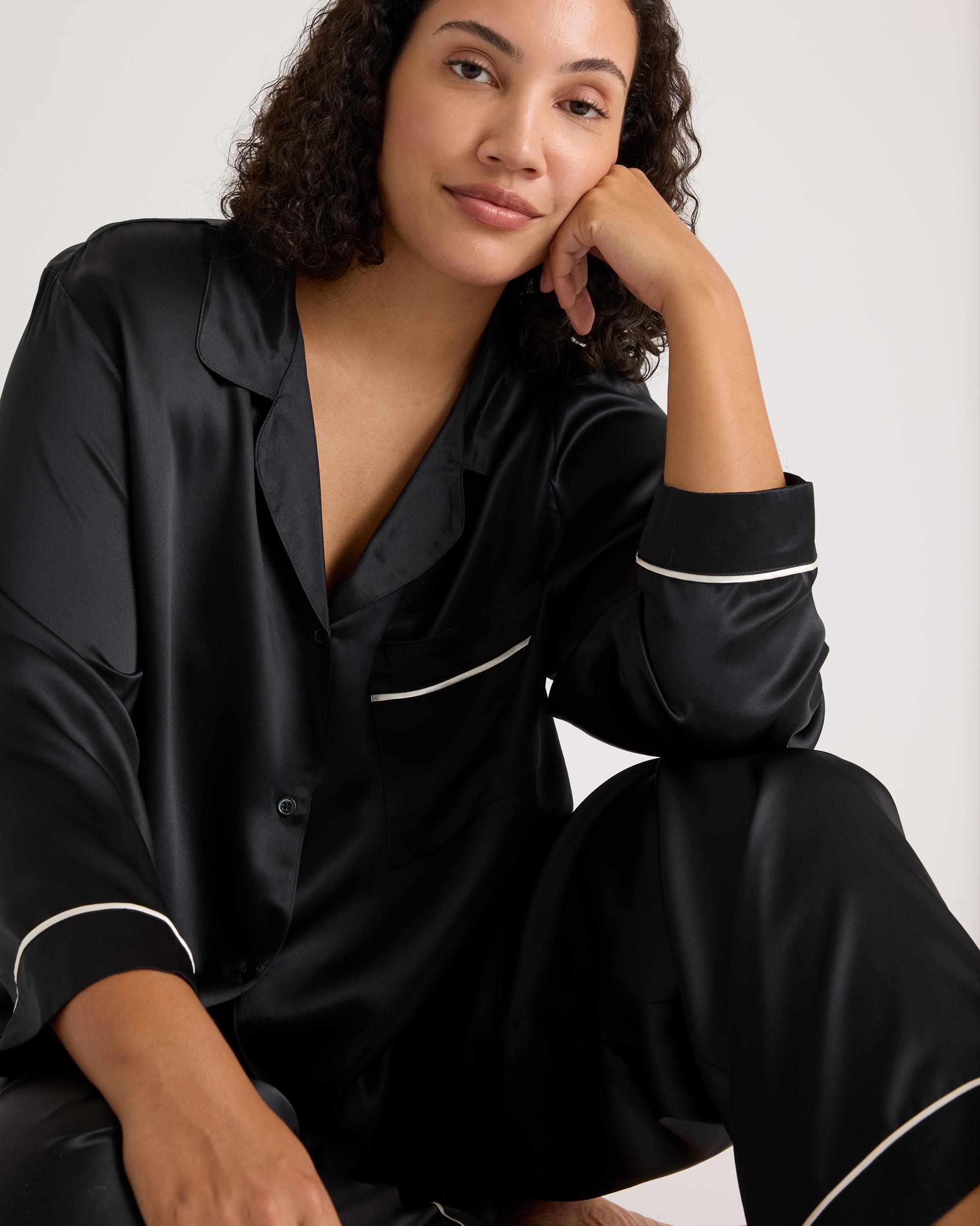 Quince | Women's Satin Pajama Long Sleeve Top Mulberry Silk Product Image