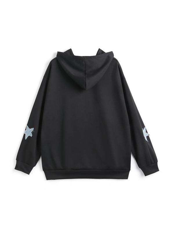 Men's Star Patch Zip Up Hoodie Product Image
