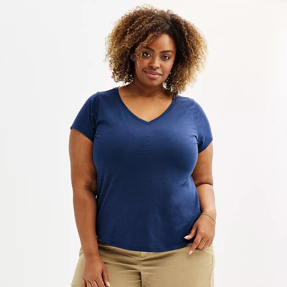 Plus Size Sonoma Goods For Life® Everyday V-Neck T-Shirt, Women's, Size: 0X, Blue Beauty Product Image