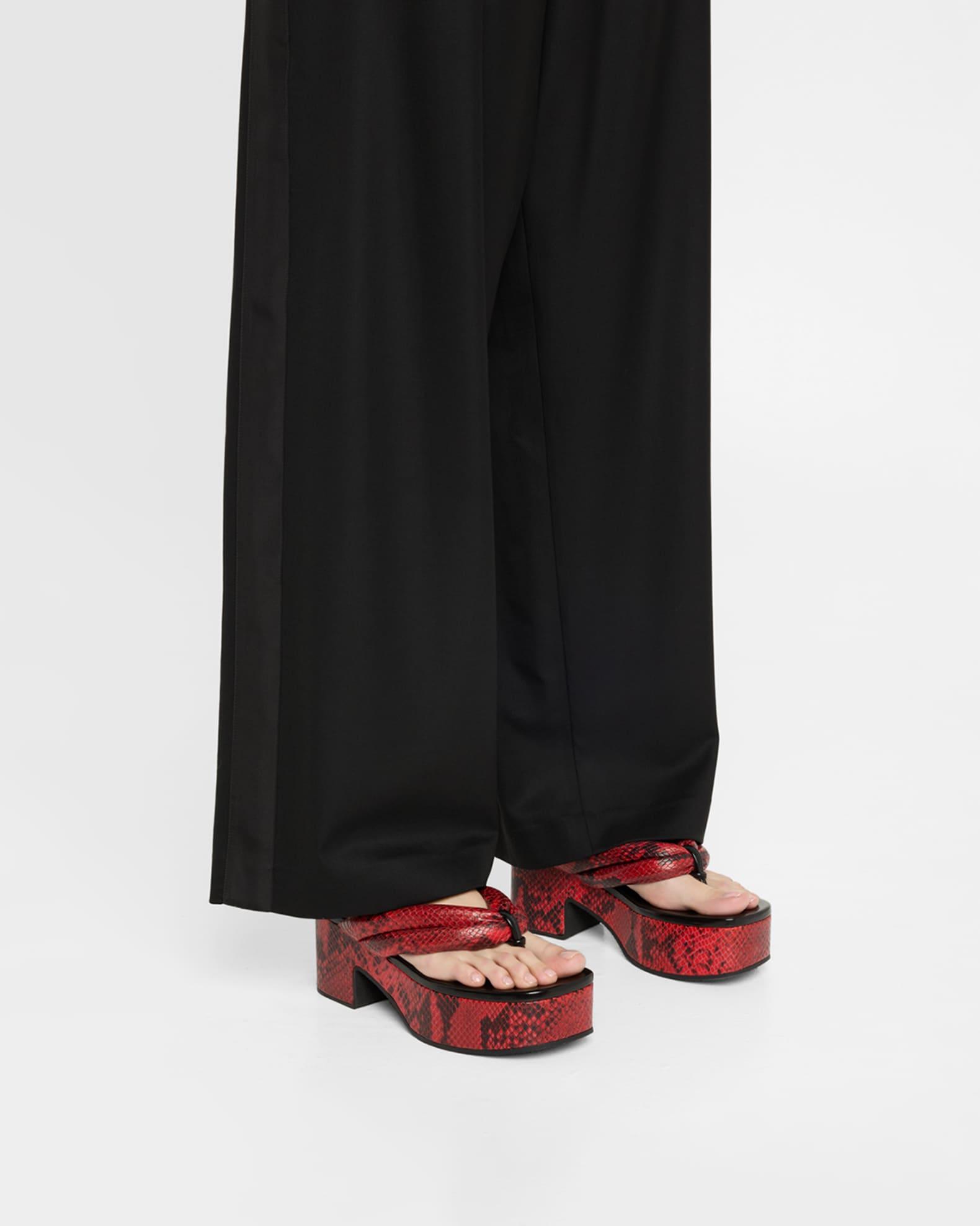 Snake-Embossed Leather Thong Platform Sandals Product Image