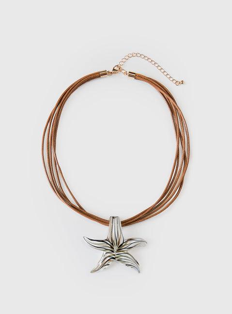 Fire Sign Glass Look Star Pendant Necklace Multi Product Image