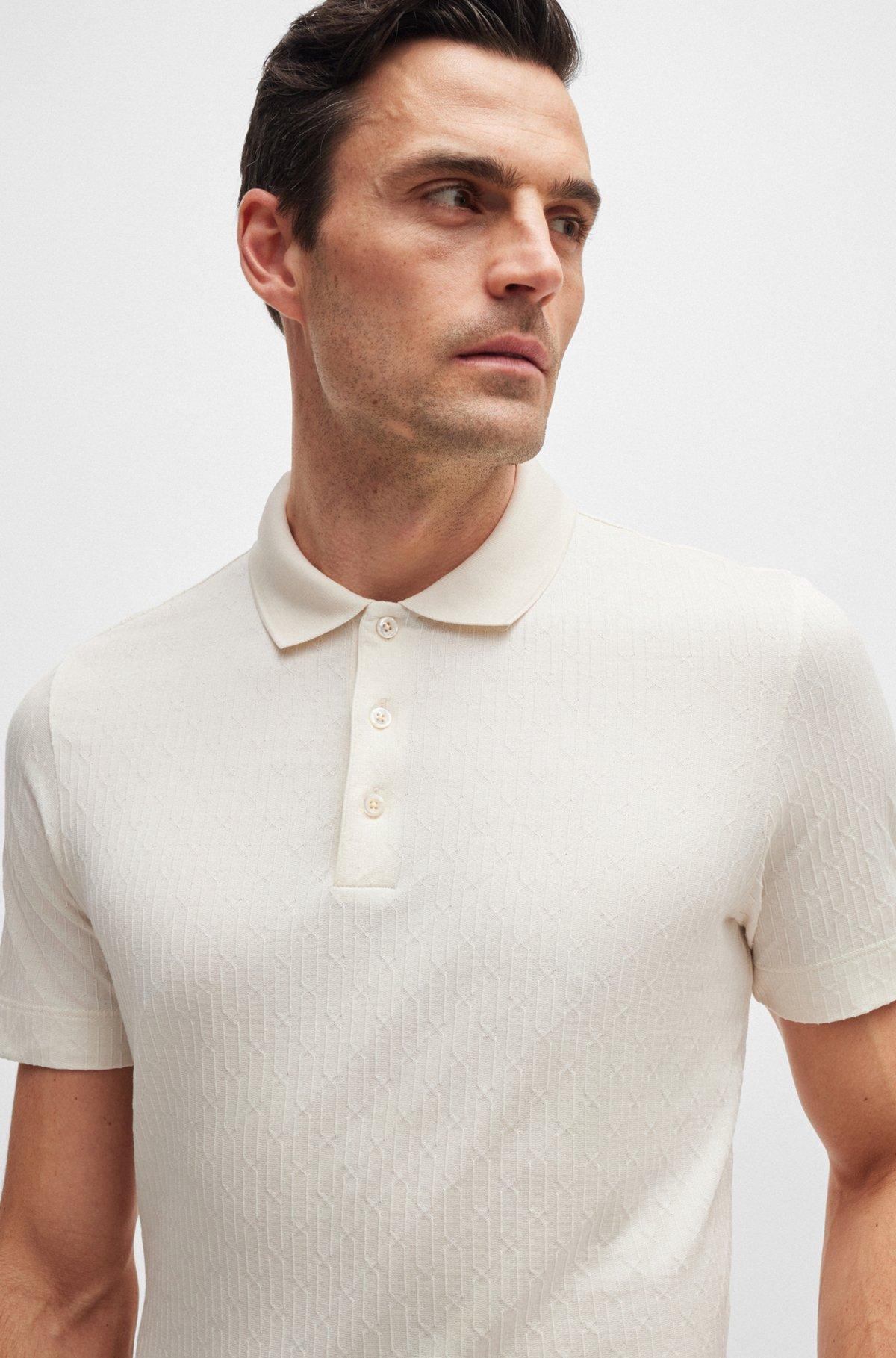 Regular-fit polo shirt in quilted cotton and silk Product Image
