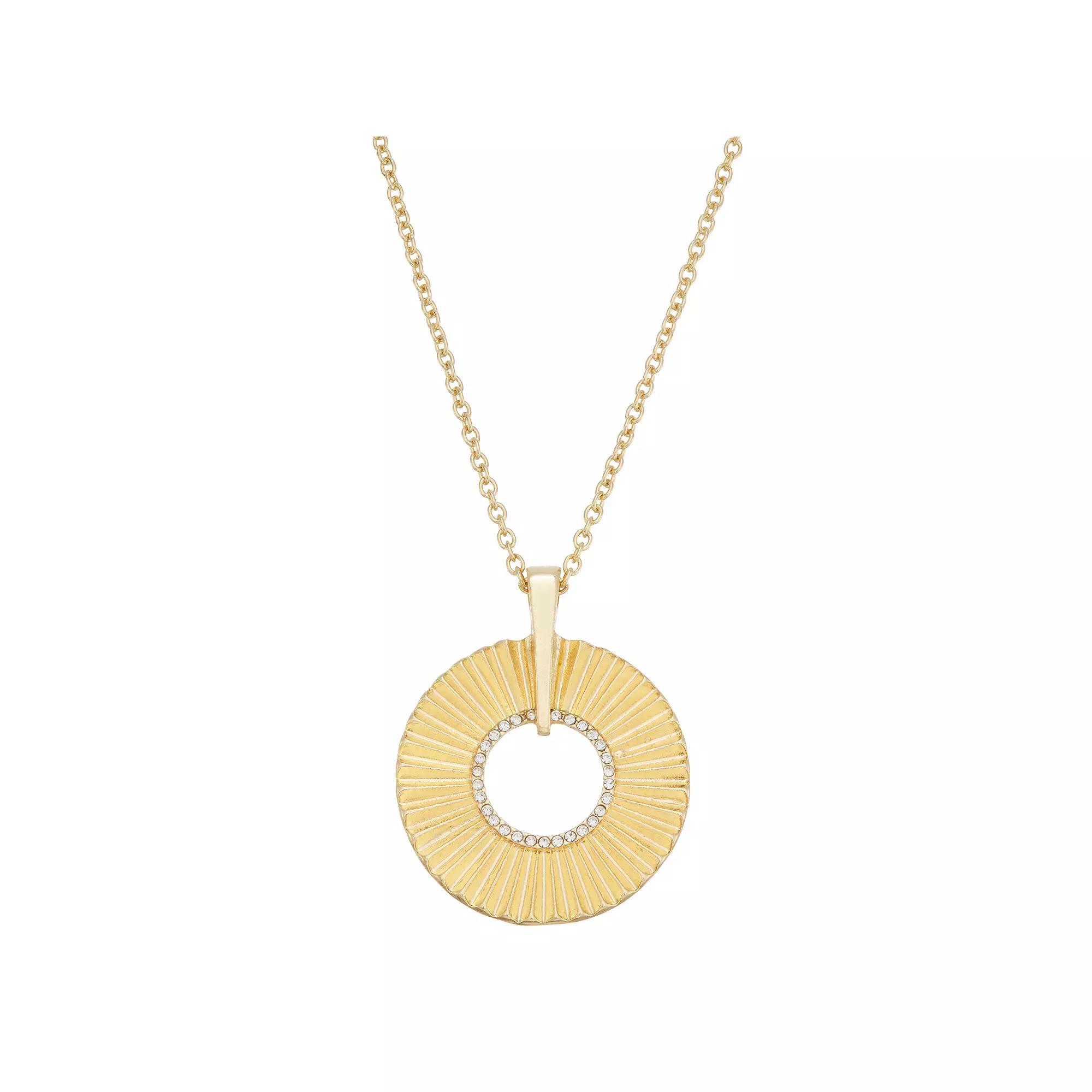 Sonoma Goods For Life® Gold Tone Diamond-Cut Disc Pendant Necklace, Women's, None Product Image