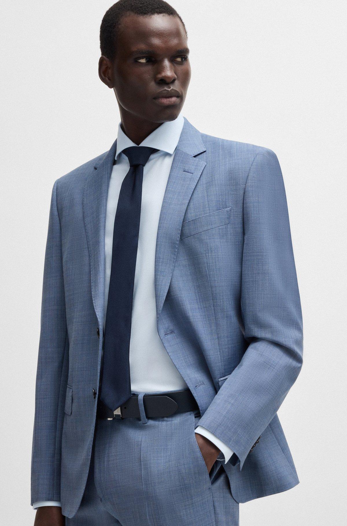 Slim-fit shirt in a structured cotton blend Product Image