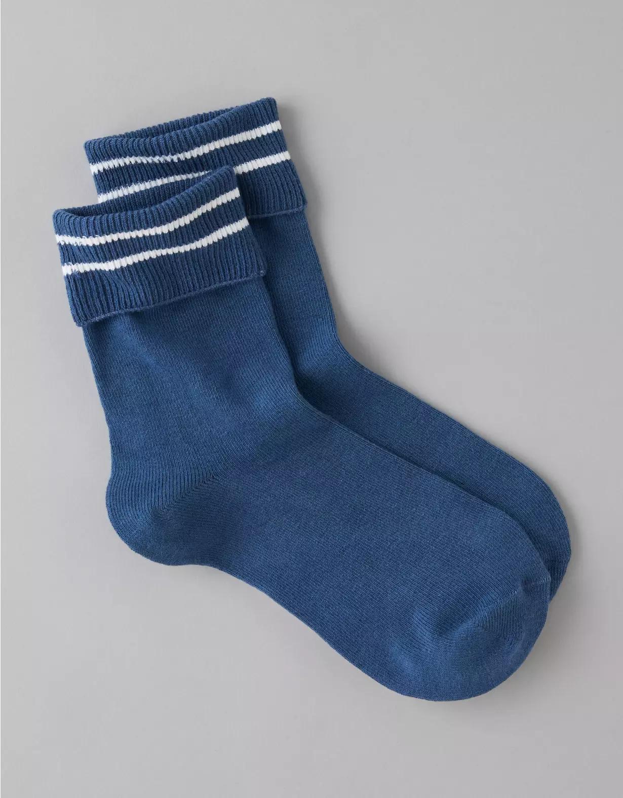 AE Foldover-Cuff Cropped Crew Socks Product Image